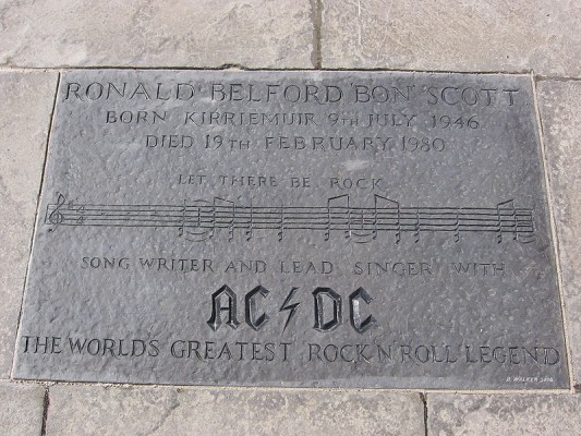 The Memorial to Bon Scott situated in the central square of Kirriemuir