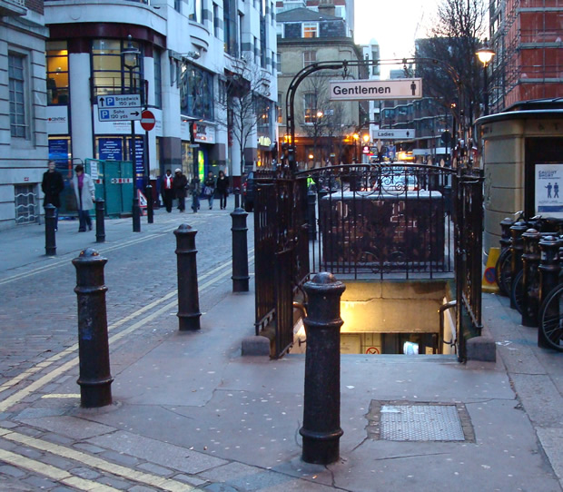 Broadwick street in 2008, the public toilets visible on the right hand side